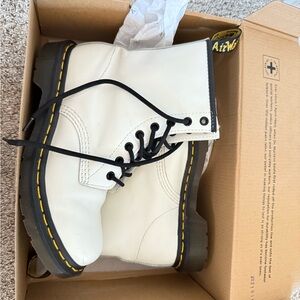 Dr. Martens White Leather Boots